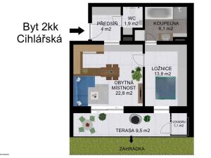 Prodej bytu 2+kk, Písek - Hradiště, Cihlářská, 137 m2