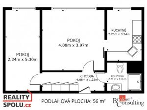 Pronájem bytu 2+1, Břeclav - Charvátská Nová Ves, Na Valtické, 56 m2