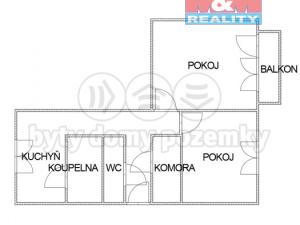 Prodej bytu 2+1, Krupka - Bohosudov, Komenského, 61 m2