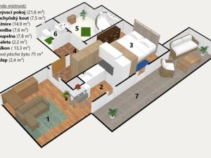 Pronájem bytu 2+kk, Praha - Radlice, Klímova, 65 m2