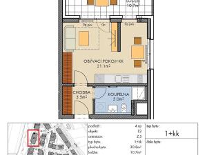 Prodej bytu 1+kk, Praha - Ruzyně, Drnovská, 31 m2