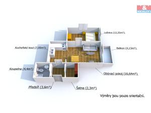 Pronájem bytu 2+kk, Plzeň - Jižní Předměstí, U Borských kasáren, 53 m2
