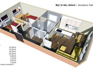 Pronájem bytu 3+kk, Most, Jaroslava Haška, 68 m2