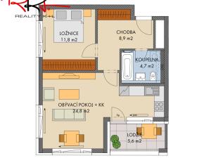Prodej bytu 2+kk, Praha - Hlubočepy, náměstí Olgy Scheinpflugové, 52 m2