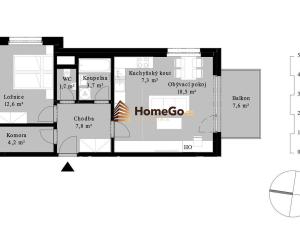 Pronájem bytu 2+kk, Praha - Modřany, Komořanská, 62 m2