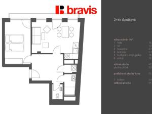 Pronájem bytu 2+kk, Brno, Spolková, 47 m2