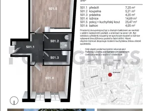 Pronájem bytu 2+kk, Brno, Bratislavská, 56 m2