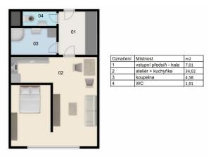 Pronájem bytu 2+kk, Brno, Gajdošova, 48 m2