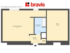 Prodej bytu 2+kk, Brno - Veveří, Bayerova, 54 m2