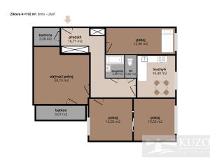 Prodej bytu 3+1, Brno, Zikova, 92 m2