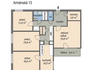 Pronájem bytu 4+1, Brno, Arménská, 106 m2