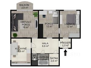 Prodej bytu 3+1, Písek, Smrkovická, 69 m2
