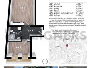 Pronájem bytu 2+kk, Brno, Bratislavská, 44 m2