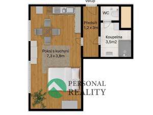 Pronájem bytu 1+kk, Praha - Stodůlky, Na Výrovně, 37 m2