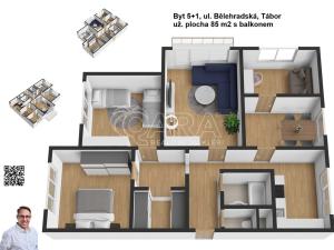 Prodej bytu 5+1, Tábor, Bělehradská, 82 m2