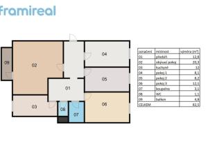 Prodej bytu 4+1, Brno, Oblá, 83 m2