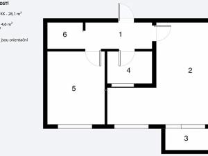 Pronájem bytu 2+kk, Brno, Křepelčí, 55 m2