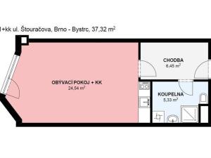 Pronájem bytu 1+kk, Brno, Adamcova, 34 m2
