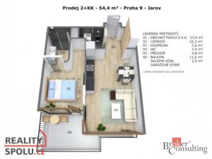 Prodej bytu 2+kk, Praha - Hrdlořezy, Nad Smetankou, 54 m2