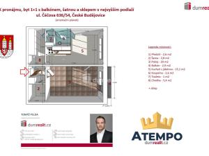 Pronájem bytu 1+1, České Budějovice - České Budějovice 3, Čéčova, 52 m2
