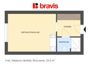 Pronájem bytu 1+kk, Brno, Halasovo náměstí, 23 m2