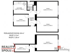 Prodej bytu 3+1, Tvrdonice, Družstevní, 68 m2