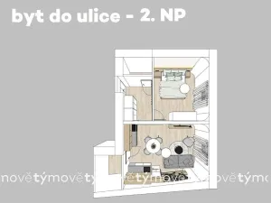Pronájem bytu 2+kk, Pardubice, Zámecká, 41 m2