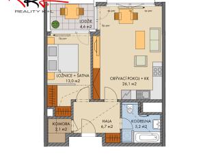 Pronájem bytu 2+kk, Praha, U Pergamenky, 60 m2