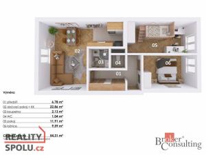 Pronájem bytu 3+kk, Praha - Záběhlice, Hlavní, 54 m2