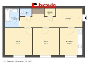 Prodej bytu 2+1, Brno - Veveří, Bayerova, 56 m2