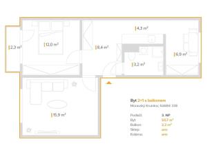 Prodej bytu 2+1, Moravský Krumlov, Sídliště, 51 m2