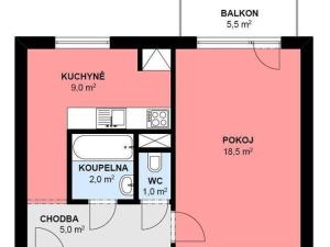 Pronájem bytu 1+1, Brno, Brechtova, 44 m2