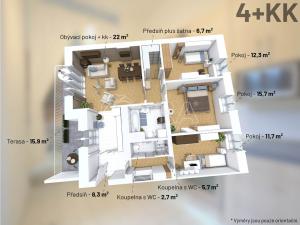 Pronájem bytu 4+kk, Praha - Žižkov, Jeseniova, 101 m2