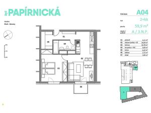 Prodej bytu 2+kk, Plzeň, Papírnická, 60 m2