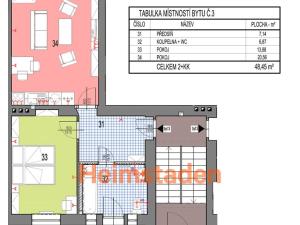 Pronájem bytu 2+kk, Ostrava - Kunčičky, Výhradní, 46 m2