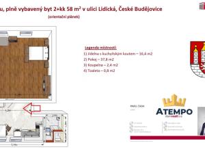 Pronájem bytu 2+kk, České Budějovice - České Budějovice 7, Lidická tř., 58 m2