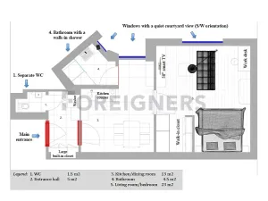 Pronájem bytu 2+kk, Praha, Eliášova, 47 m2