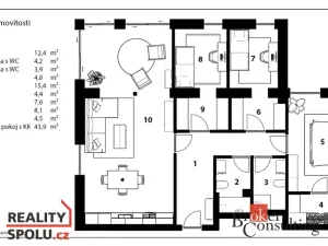 Prodej bytu 4+kk, Praha, Písčitá, 117 m2