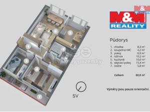 Prodej bytu 3+1, Most, K. H. Borovského, 55 m2