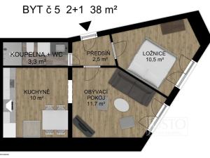 Pronájem bytu 2+1, Písek - Václavské Předměstí, Bořivojova, 38 m2