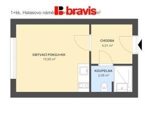 Prodej bytu 1+kk, Brno, Halasovo náměstí, 23 m2