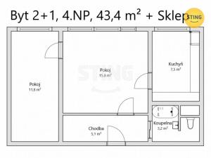 Prodej bytu 2+1, Uherské Hradiště, Derflanská, 44 m2