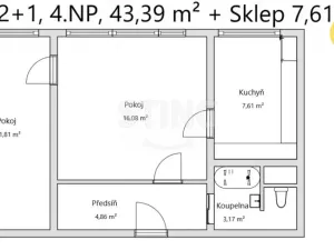 Prodej bytu 2+1, Uherské Hradiště, Derflanská, 44 m2