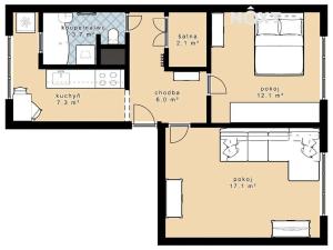 Pronájem bytu 2+1, České Budějovice, Plzeňská, 51 m2