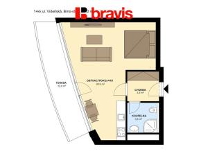 Pronájem bytu 1+kk, Brno - Štýřice, Vídeňská, 44 m2