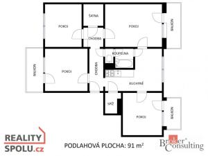Prodej bytu 4+1, Brno - Řečkovice, Renčova, 91 m2