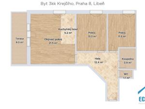 Pronájem bytu 3+kk, Praha - Libeň, Krejčího, 78 m2