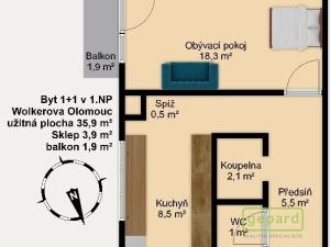 Prodej bytu 1+1, Olomouc, Wolkerova, 36 m2