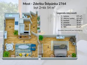 Pronájem bytu 2+kk, Most, Zdeňka Štěpánka, 54 m2