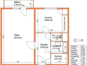 Pronájem bytu 1+1, Chrudim - Chrudim IV, Hradištní, 44 m2